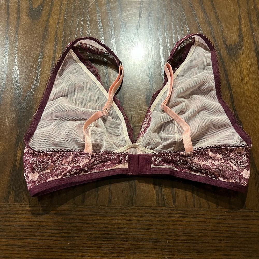Victoria Secret Dream Angles Purple Pink Mesh Lace Bra Size Small - Picture 3 of 8